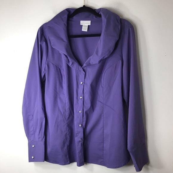 Soft Surroundings purple top large 14 button up - Picture 3 of 11